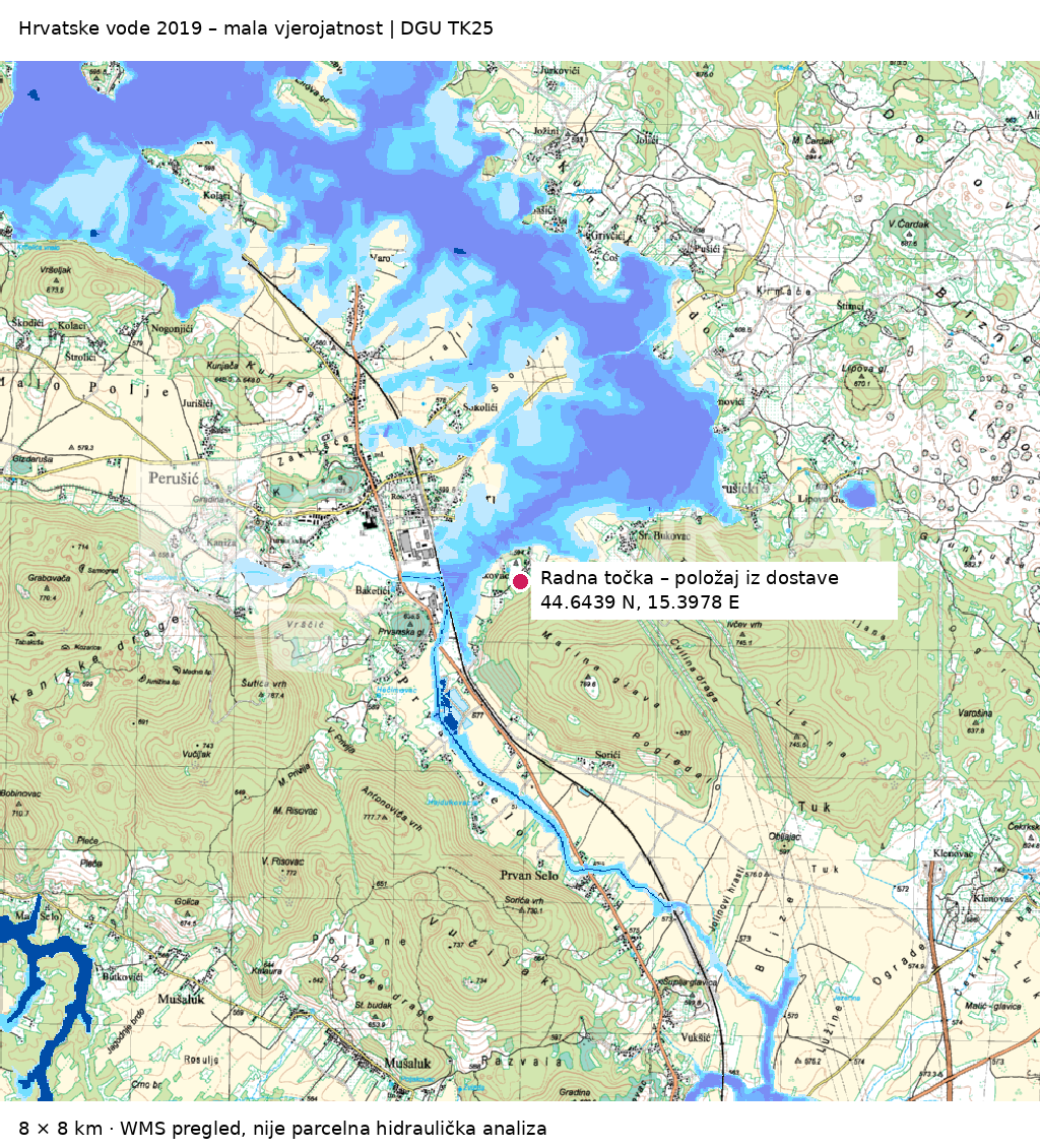 Karta male vjerojatnosti poplave s lokacijom projekta